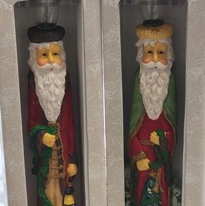 Vtg Set 1994 Trim a tree santa  electrical Candle Sticks 15" window table decor